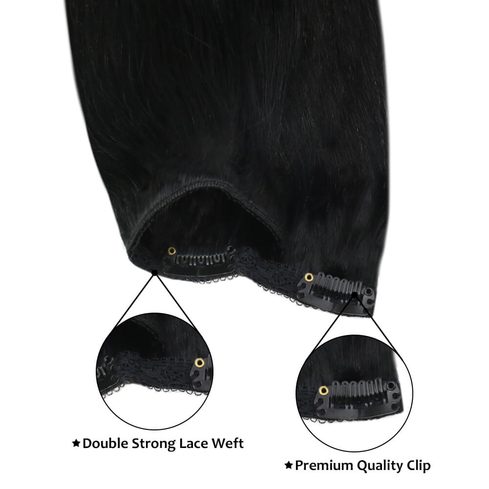 Brazilian Human Remy Clip In Double Weft Hair Extension Jet Black(#1)
