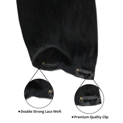 Brazilian Human Remy Clip In Double Weft Hair Extension Jet Black(#1)