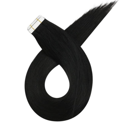 [US]Virgin Tape In Hair Raw Hair Extension Moresoo Human Natural Hair Jet Black (#1)