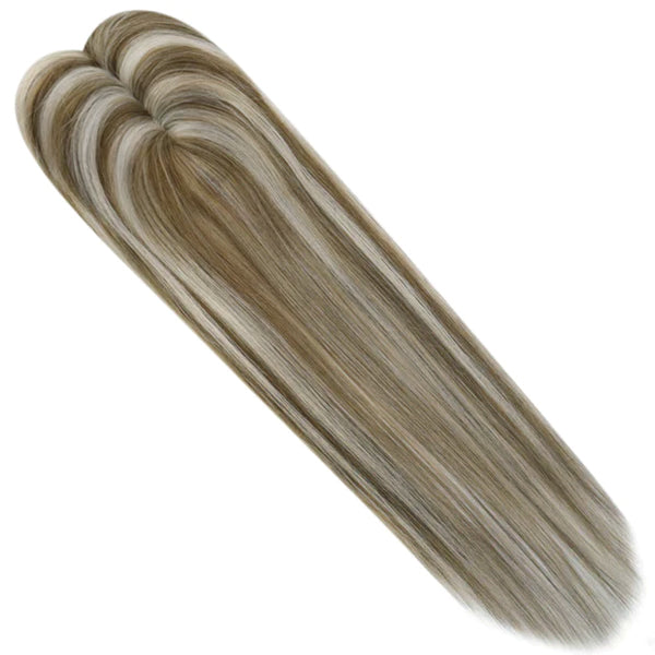 Mono Hair Topper  5"*5" Base Real Human Hair Highlight Blonde (#8P/60)