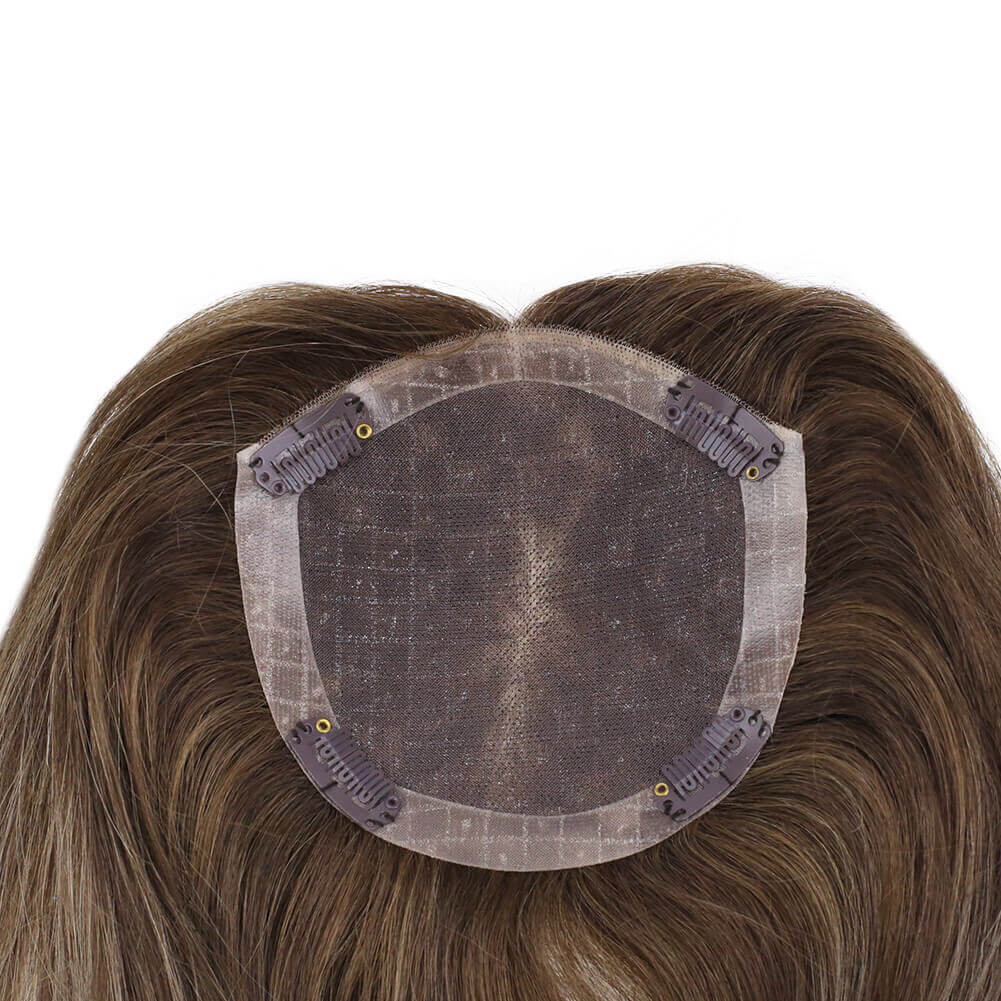 Mono Topper Remy Human Hair Brown Hair Pieces 5"*5" Base (#4/27/4)