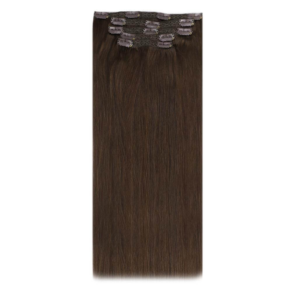 Remy Clip In Brazilian Straight Human Hair Extension Chocolate Brown (#4)