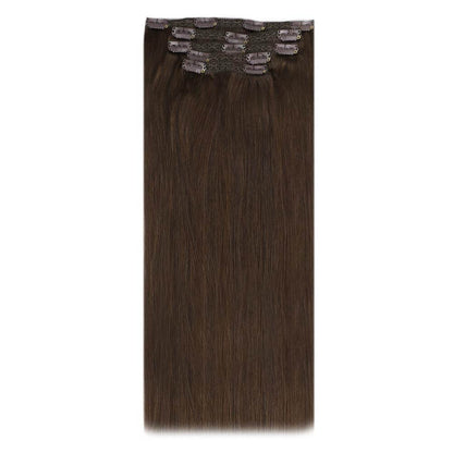 Remy Clip In Brazilian Straight Human Hair Extension Chocolate Brown (#4)