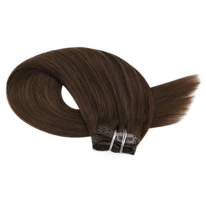 Remy Clip In Brazilian Straight Human Hair Extension Chocolate Brown (#4)