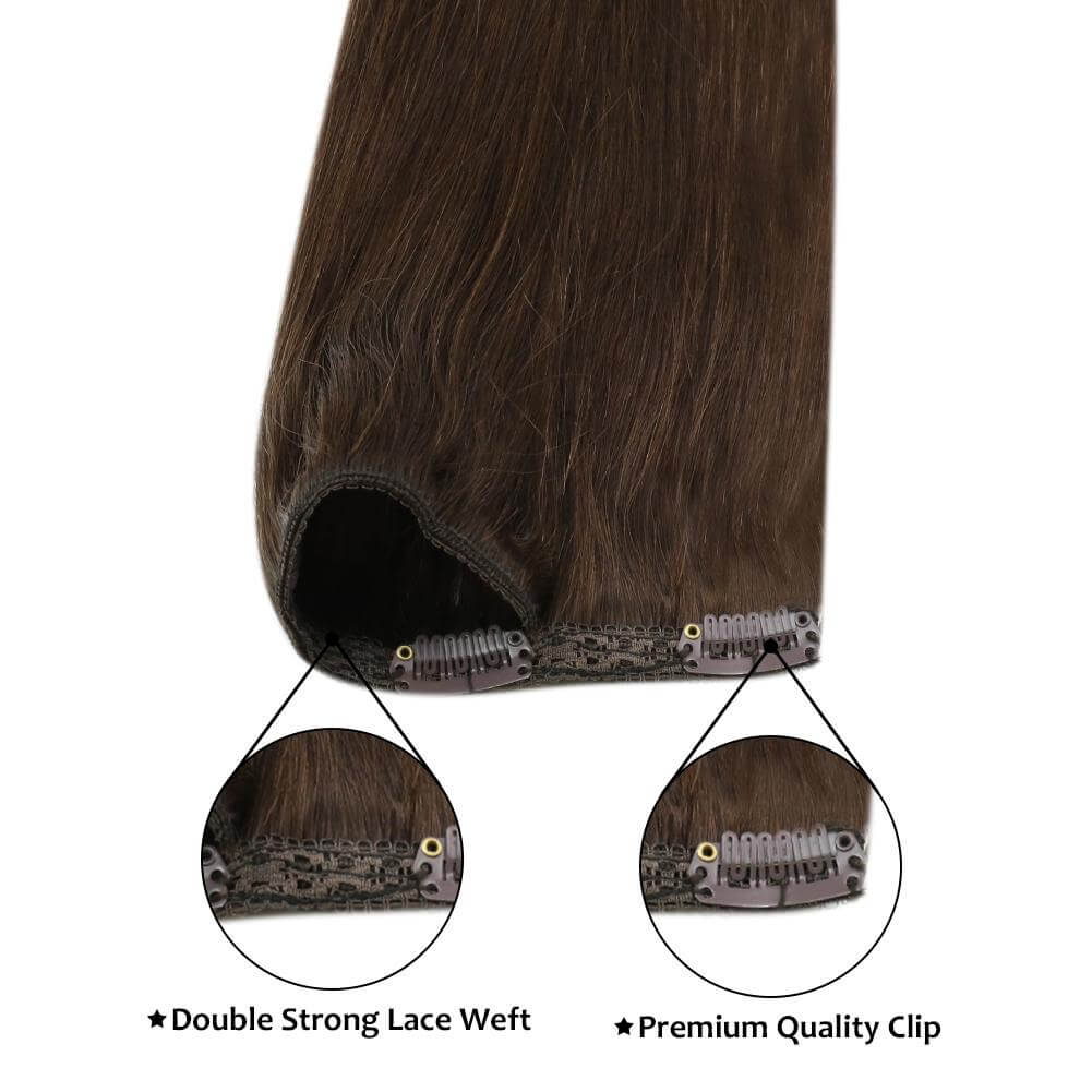 Remy Clip In Brazilian Straight Human Hair Extension Chocolate Brown (#4)