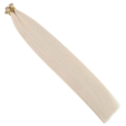 [US]Virgin I Tip Human Brazilian Straight Hair Extensions Bleach Blonde (#1000)