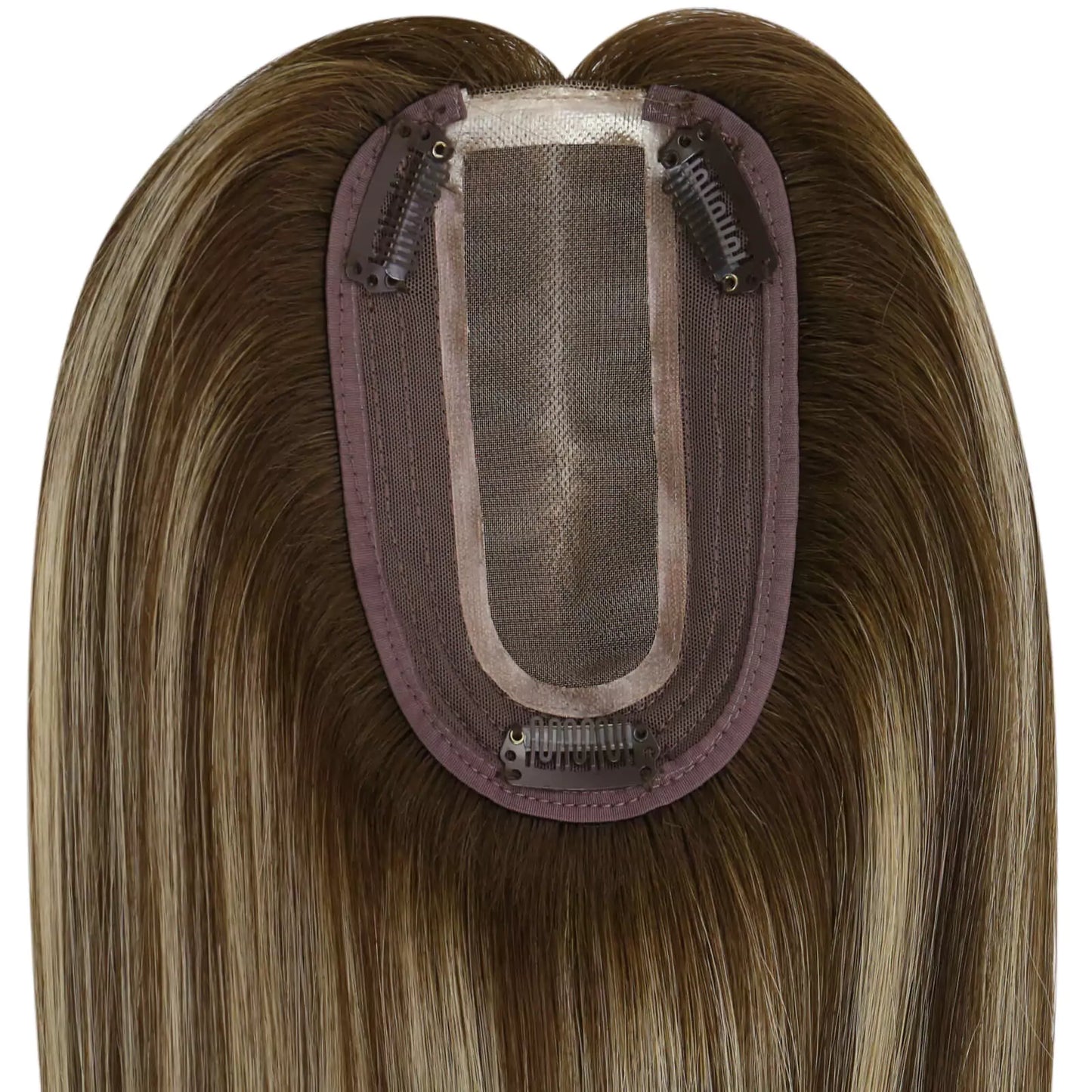 [US]Virgin Hair Topper Medium Base Balayage Brown Mixed Blonde #4/27/4