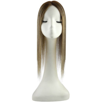 [US]Virgin Hair Topper Medium Base Balayage Brown Mixed Blonde #4/27/4