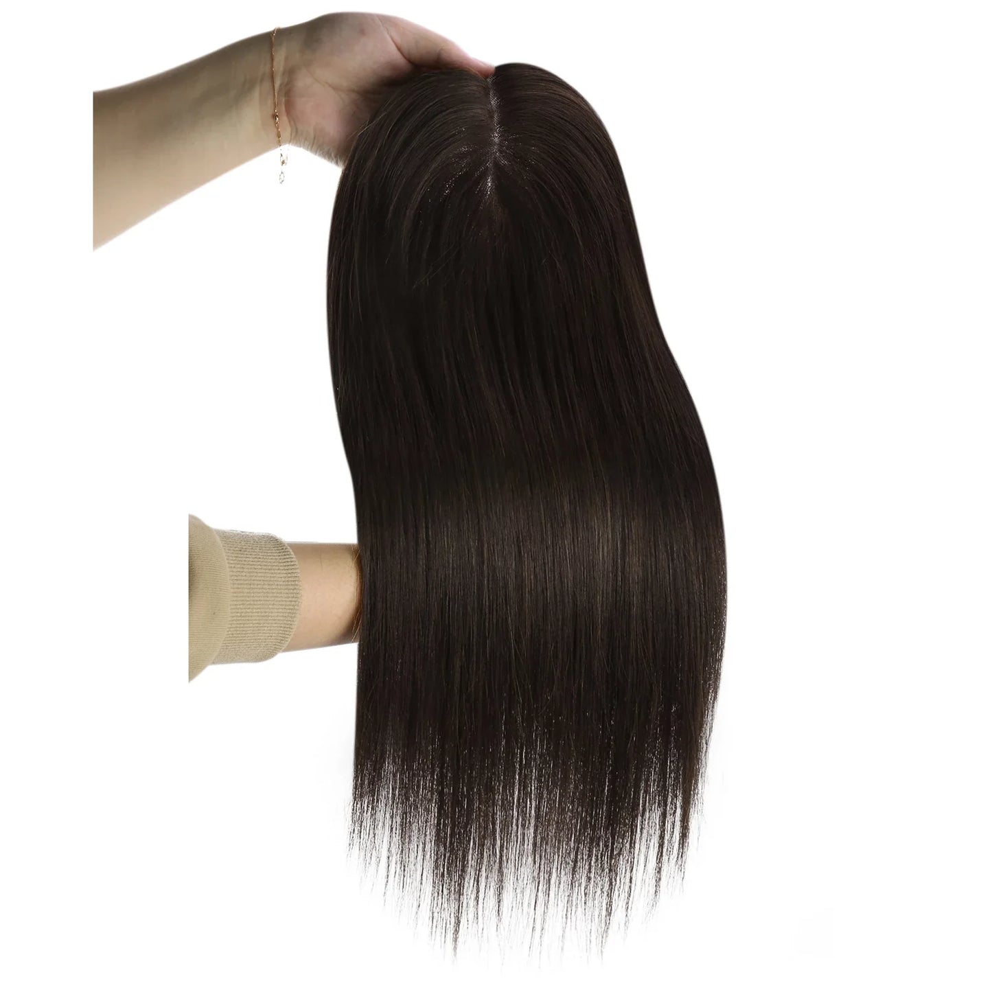 6*7inch Topper Hair Piece Virgin Human Hair Darkest Brown #2