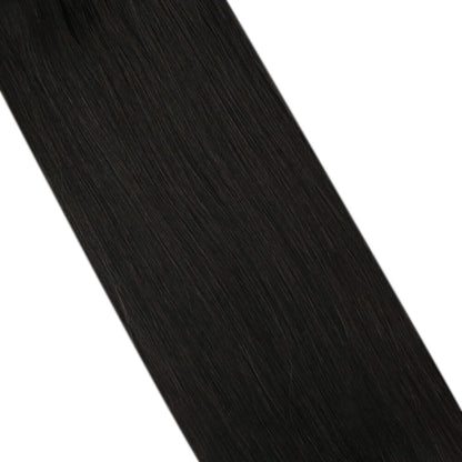 Invisible Clip In Off Black Brazilian Remy Human Hair Extension (#1B)