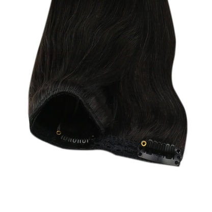 Invisible Clip In Off Black Brazilian Remy Human Hair Extension (#1B)