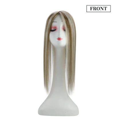 Mono Hair Topper  5"*5" Base Real Human Hair Highlight Blonde (#8P/60)
