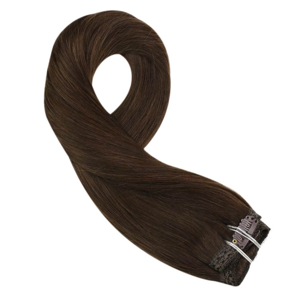 Remy Clip In Brazilian Straight Human Hair Extension Chocolate Brown (#4)