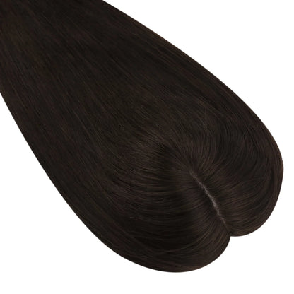 6*7inch Topper Hair Piece Virgin Human Hair Darkest Brown #2
