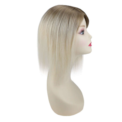Mono Topper For Women Human Hair Pieces 5"*5" Base Straight Hair (#T10/613)