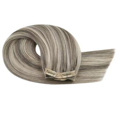 Straight Clip in 100% Virgin Human Hair Extensions Highlight Color #1CC/80/60