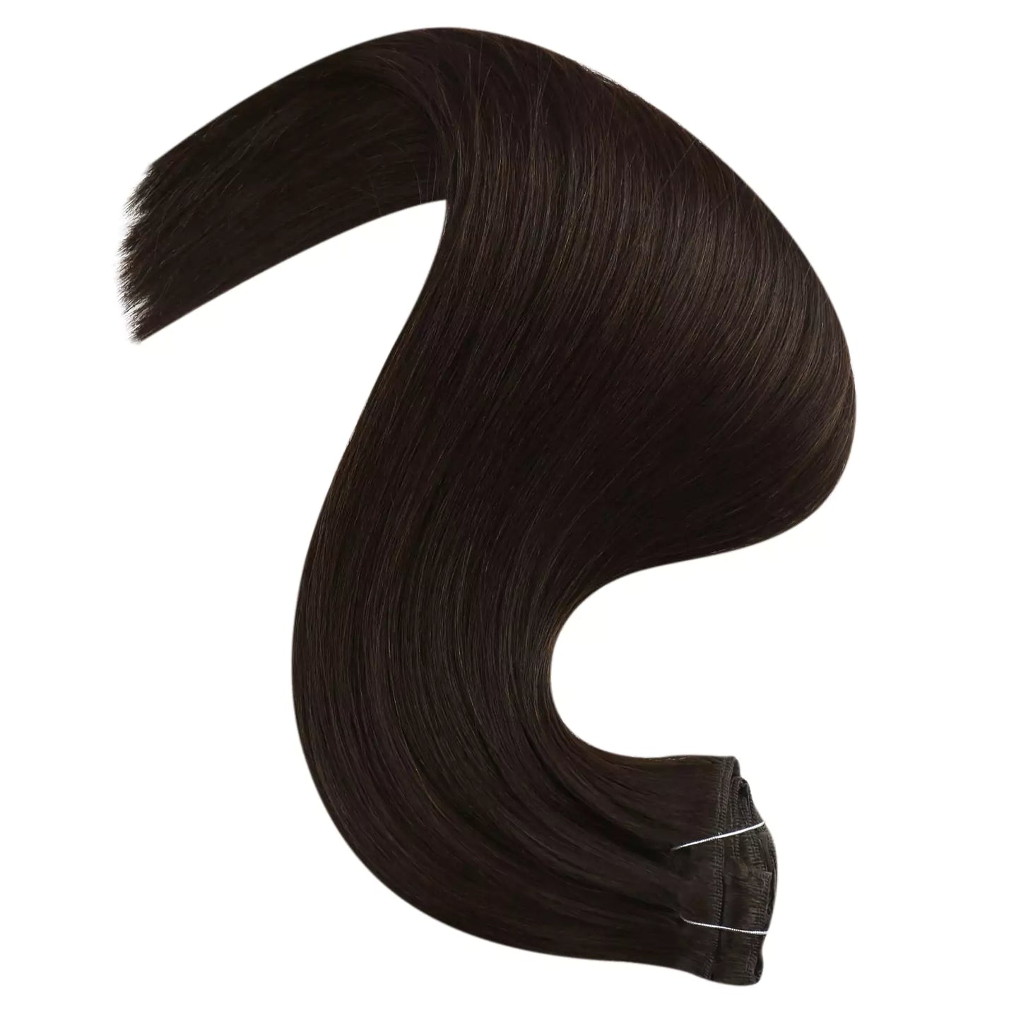 Invisible Clip in Virgin Hair Extensions Human Hair Darkest Brown #2