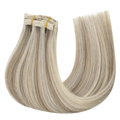 Virgin Human Hair Clip in Hair Extensions Highlight Blonde Color #P8/60
