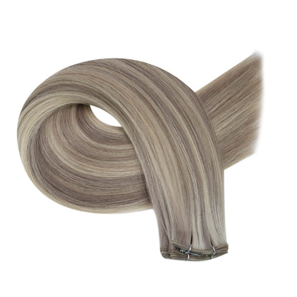 Virgin Invisible Genius Weft Highlight Blonde Human Hair Bundles  (#19P60)
