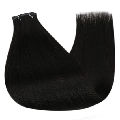 Virgin Bundles Invisible Genius Weft Brazilian Human Hair Off Black (#1B)