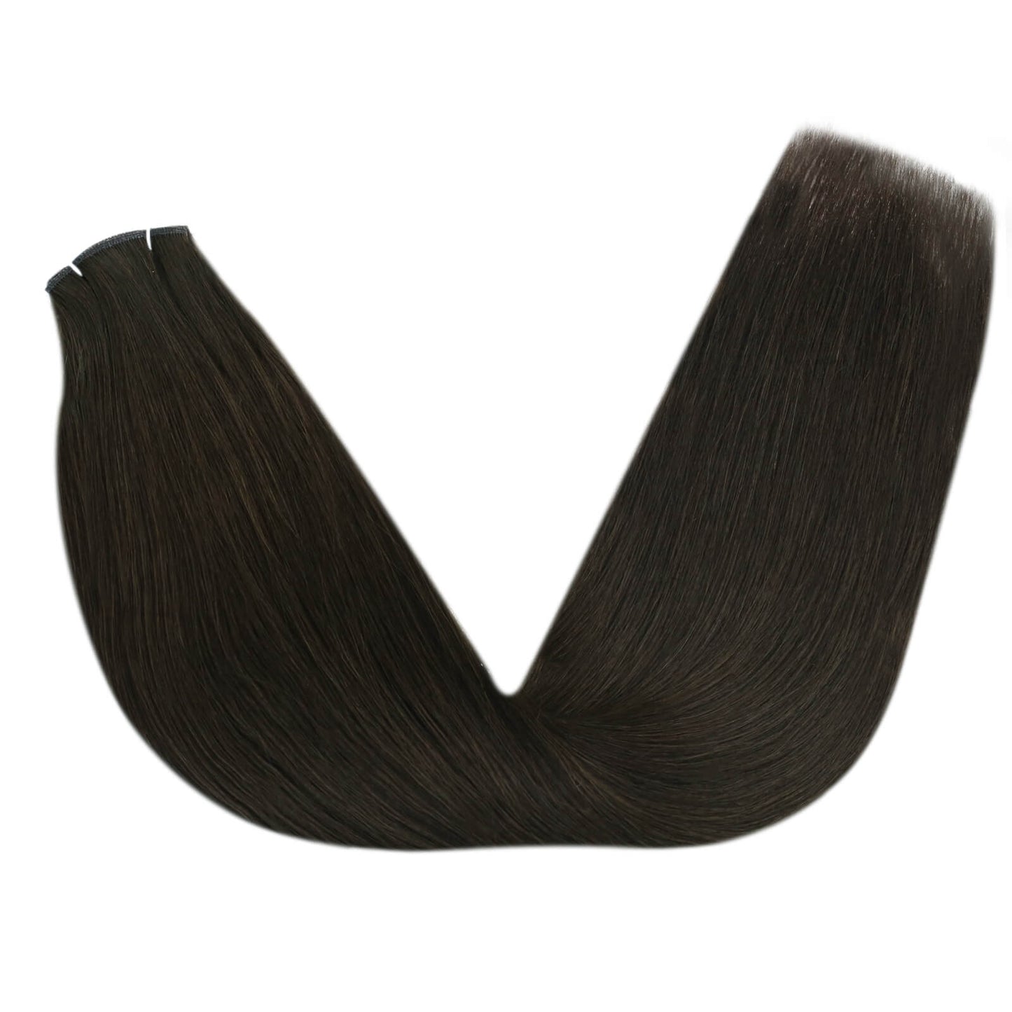 Weft Hair Virgin Invisible Genius Weft Brazilian Human Bundles Dark Brown (#2)