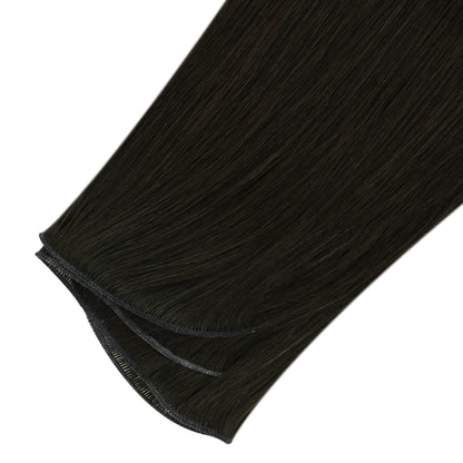 Weft Hair Virgin Invisible Genius Weft Brazilian Human Bundles Dark Brown (#2)