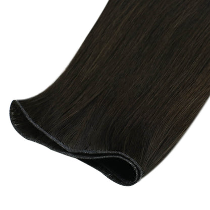 Weft Hair Virgin Invisible Genius Weft Brazilian Human Bundles Dark Brown (#2)