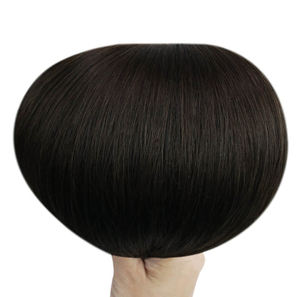 Weft Hair Virgin Invisible Genius Weft Brazilian Human Bundles Dark Brown (#2)