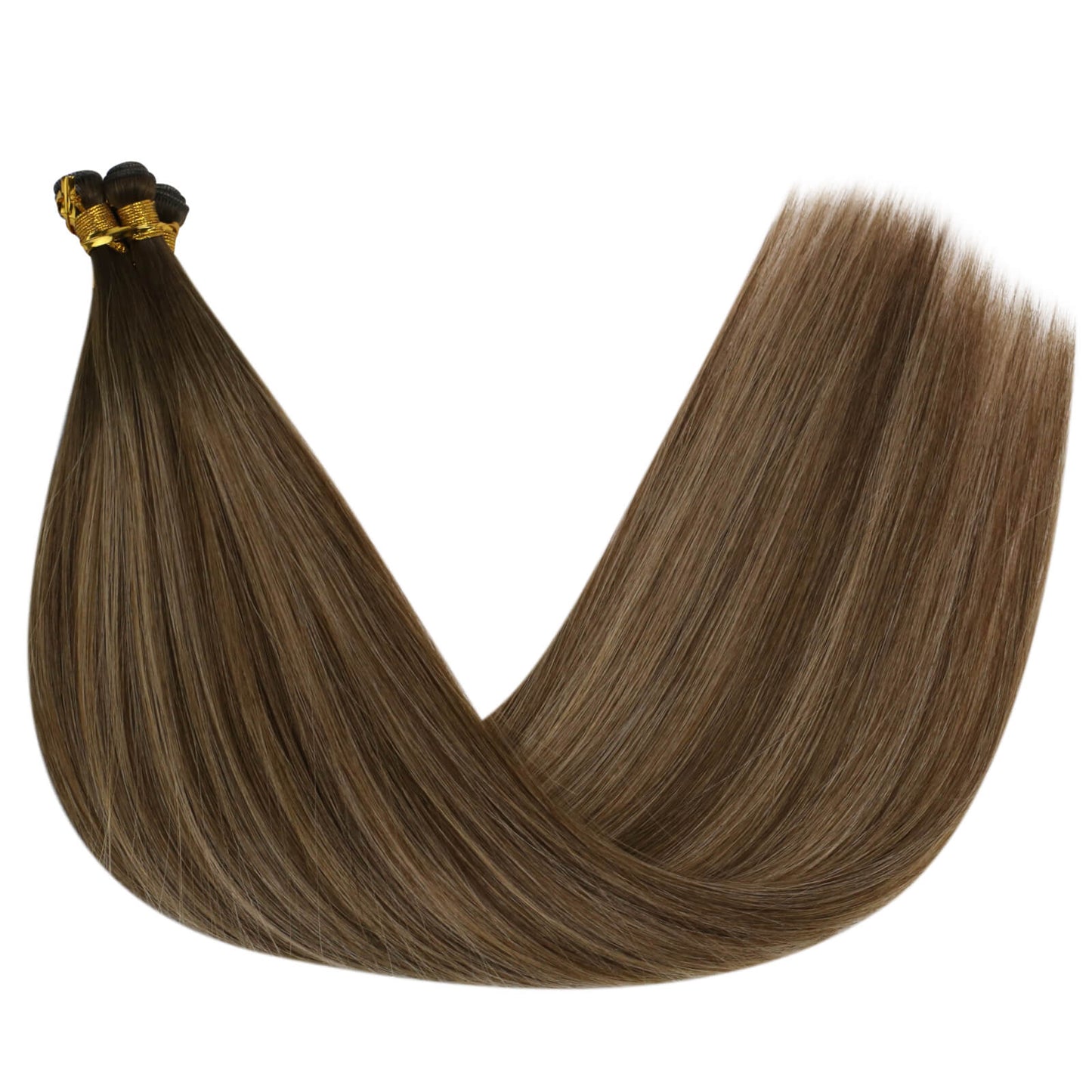 Invisible Genius Weft Brazilian Human Hair Virgin Bundles Balayage Brown Hair(#4/27/4)