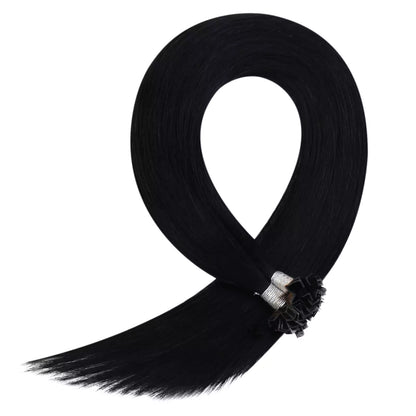Virgin Keratin Hair Extensions K Tip Human Hair Extensions Jet Black #1