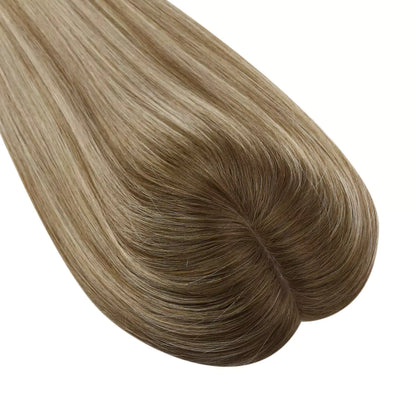 Virgin Hair Topper 6*7inch Base Size Hair Pieces Balayage Color #8C60