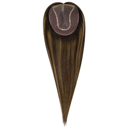 Women Hair Topper 6*7inch Large Base Hair Pieces Balayage Brown #2/8/2