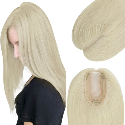 Topper Hair Pieces Virgin Human Hair Platinum Blonde #60
