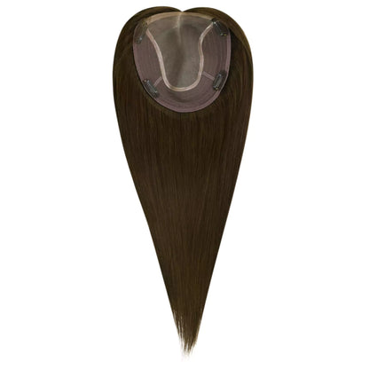Human Hair Pieces Virgin Human Hair Topper Dark Brown #4