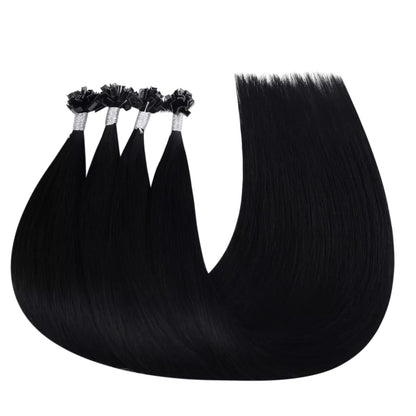 Virgin Keratin Hair Extensions K Tip Human Hair Extensions Jet Black #1