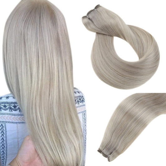 [US]Sew In Machine Weft Human Hair Virgin Bundles Highlight Blonde (#P19A/60)