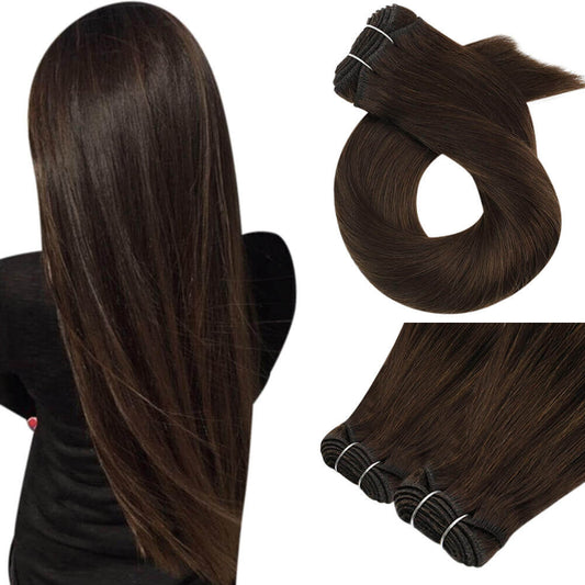 Virgin Machine Hair Weft Sew In Weft Human Hair Bundles Darkest Brown(#2)