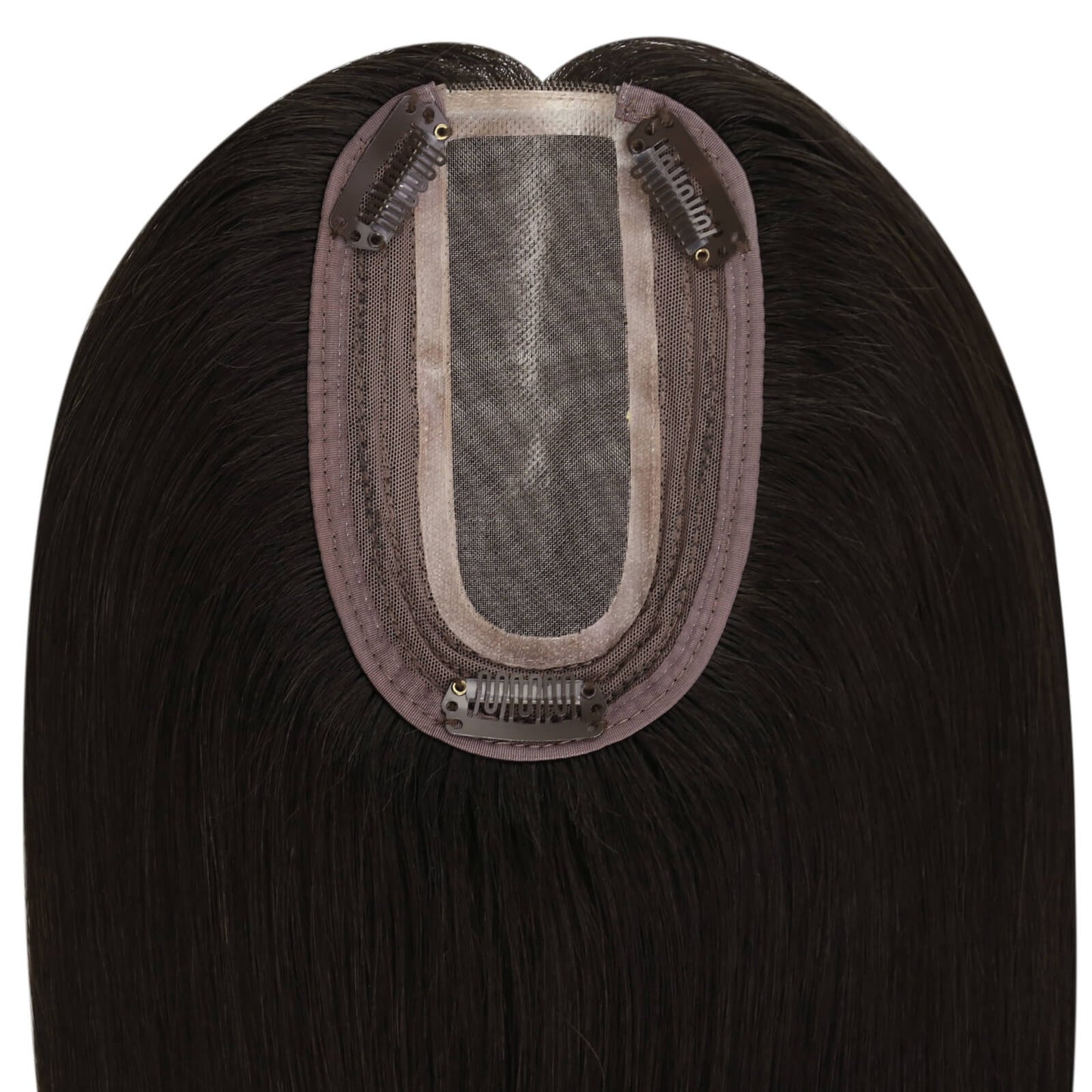 Real Hair Topper 100% Virgin Human Hair Natural Black #1B