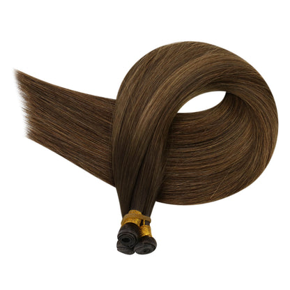 Virgin Invisible Genius Weft Human Hair Extensions Balayage Brown (#DU)