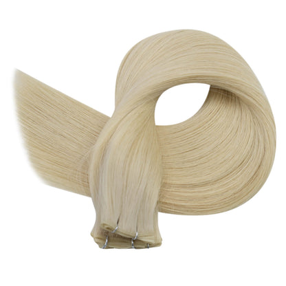 Virgin Invisible Genius Weft Platinum Blonde Brazilian Human Hair Bundles  (#60)