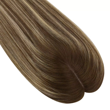 [US]Virgin Hair Topper Medium Base Balayage Brown Mixed Blonde #4/27/4